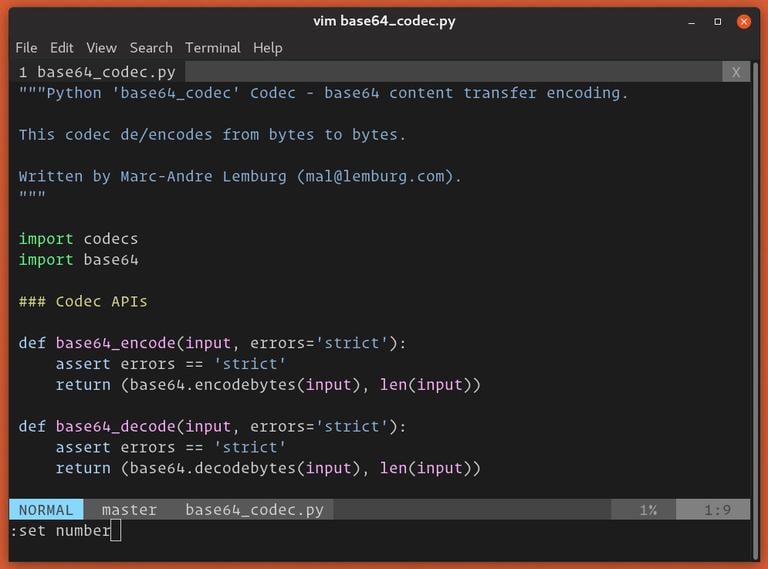 Vim enable line numbers