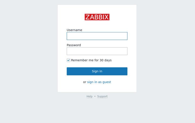 Zabbix login screen