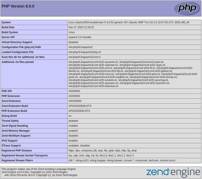 phpinfo Ubuntu