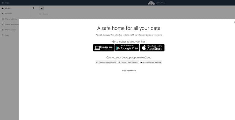 ownCloud dashboard