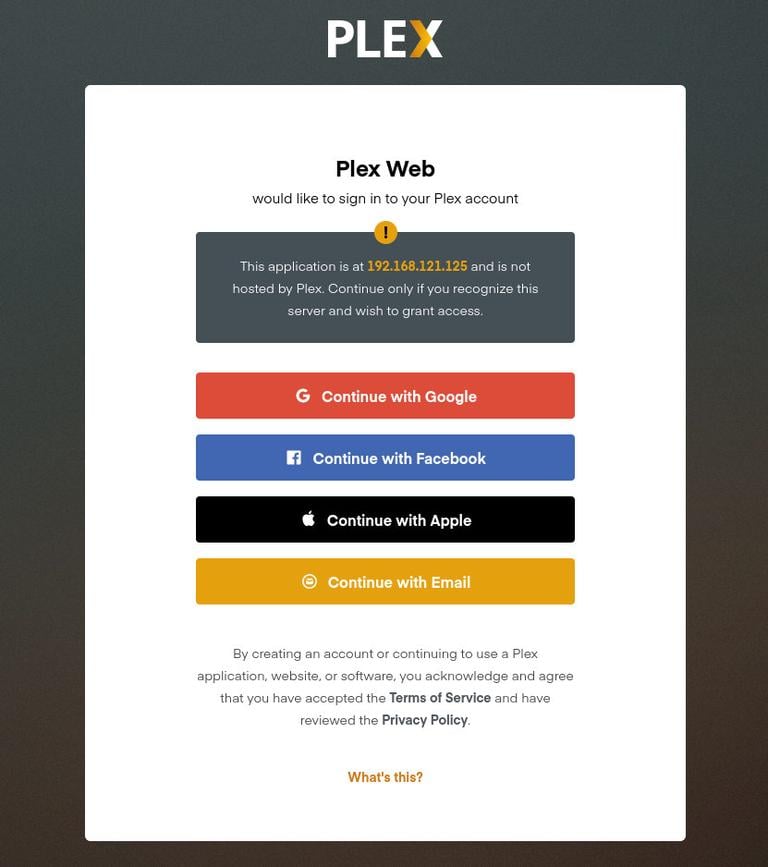 Plex Media Server Sign In