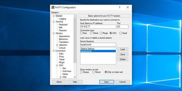 Open Session Putty