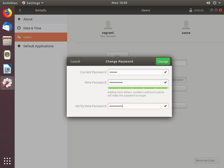ubuntu enter new password