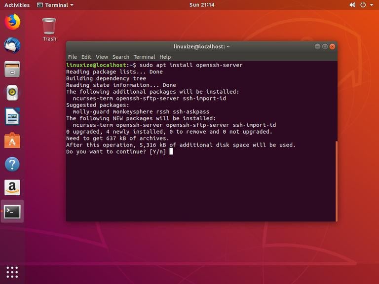 ubuntu install ssh