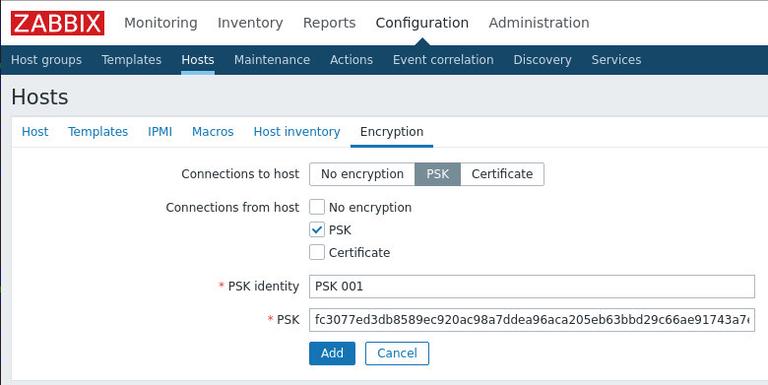 Zabbix hosts encryption