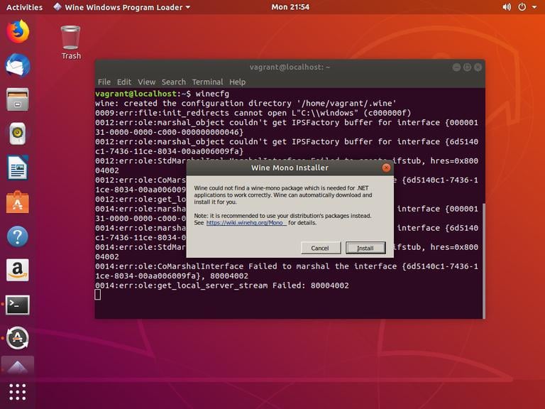 Ubuntu winecfg mono