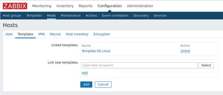 Zabbix hosts templates