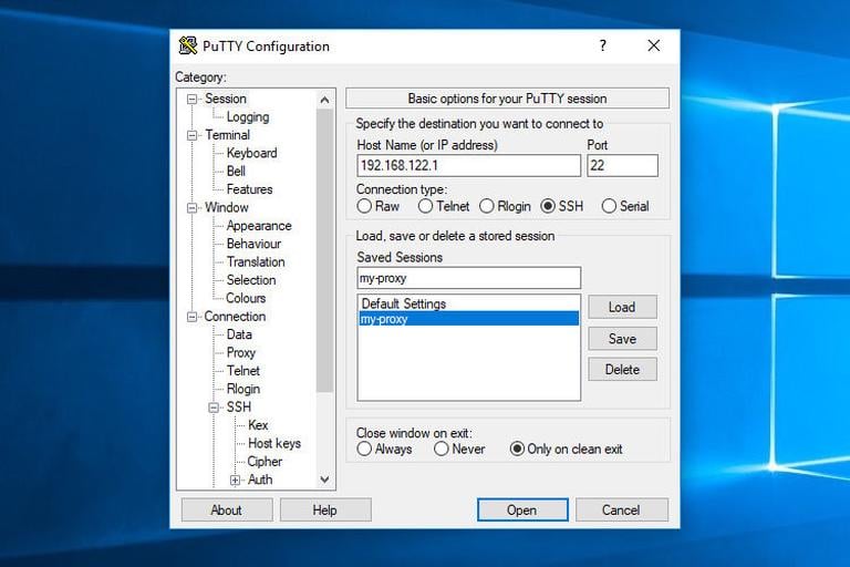 Open Session Putty