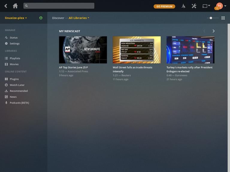 Plex Media Server Dashboard