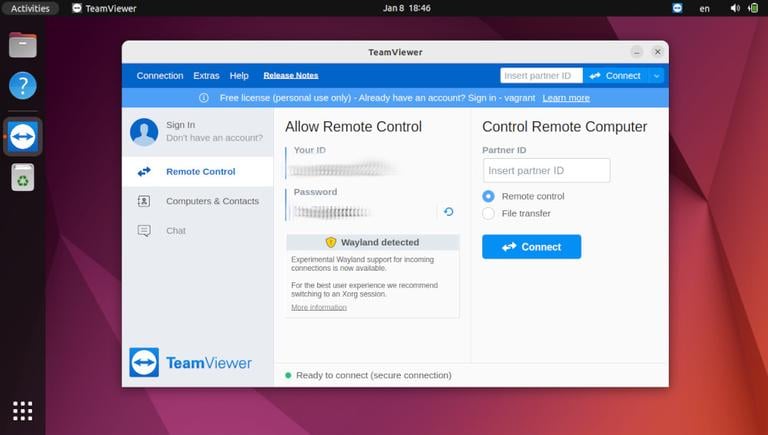 Ubuntu TeamViewer Remote Control