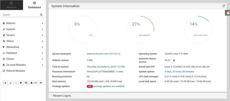 Webmin Dashboard