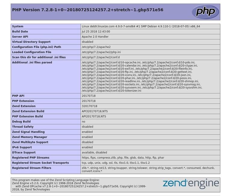 phpinfo Debian