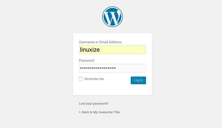 wordpress login form